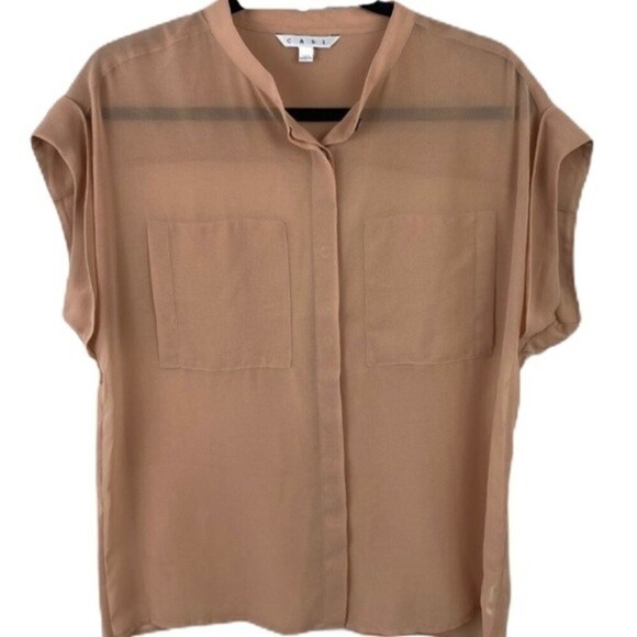 Cabi By Anthropologie Top Cabichai Tea Sheer 970 Cap Sleeve Blouse Medium - Picture 6 of 13